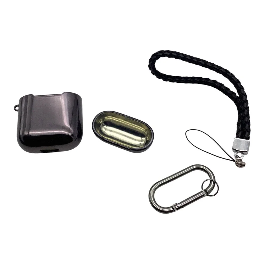 Luxury Plating Protective AirPods Case Cover With Braided Strap & Carabiner Clip
